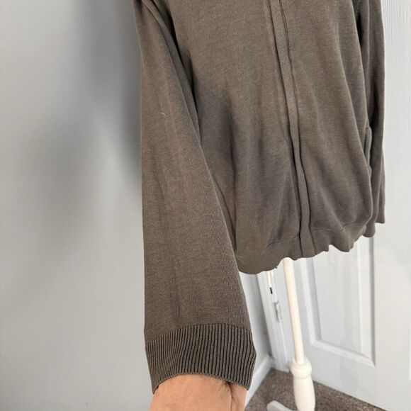 Calvin Klein Mens Med Cardigan Sweater Gray Cotton Full Zip‎ Grandpa Golf - Picture 4 of 11